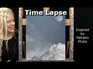 Learn How to Draw and Paint with Acrylics STORM CLOUDS AND MOON Fun Beginner Art Tutorial-Time Lapse