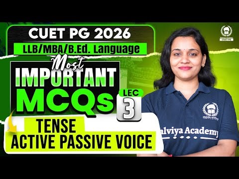 CUET PG 2026 LLB/MBA/B.Ed. Language English | Most Important MCQ | Tense Active passive Voice