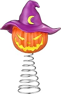 Halloween Pumpkin Skull Ghost Miniature Tree Topper Spooky Ornaments Pumpkin Halloween Tree Topper 4 Inches Mini Ornaments for Party (Hat)