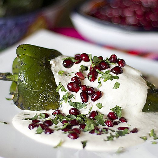 Chiles en Nogada (Mexican Stuffed Poblano Peppers in Walnut Sauce)