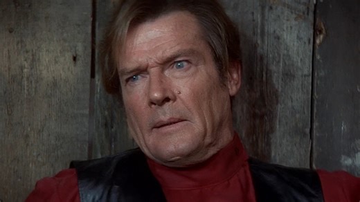 “That’s for 009.” In pursuit of Kamal Khan, James Bond (Roger Moore) takes down Grischka after a train chase in OCTOPUSSY. | James Bond 007