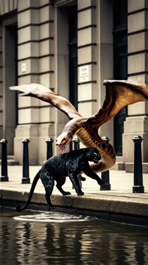 panther and ana conda fight #lion #panther #animals #funny