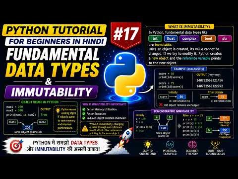 Python Tutorial for Beginners in Hindi #17 | Fundamental Data Types and Immutability