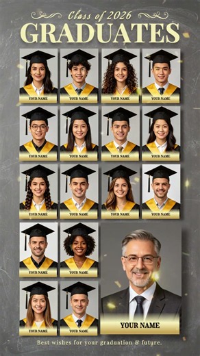 Free Congrats Graduate Photo Collage Tiktok Instagram Story Video Template (Customizable) - FlexClip