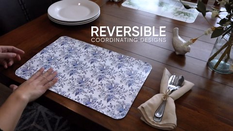 CounterArt Seaside 4 Pack Wedge Shaped Reversible Easy Care Placemats Made in The USA Vibrant Colors Reversible, Easily Wipes Clean