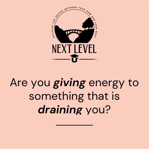 If your next level is: peace clarity stronger boundaries a healthier work life or becoming a better version of yourself you are not getting there by giving energy to things that drain you. Energy is the fuel for every next level. 🎧 E is for Energy Next Level U™ Link in bio