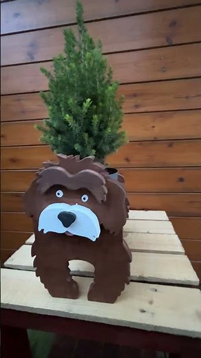 Benji - Cockapoo Dark Brown Outdoor Wooden Planter