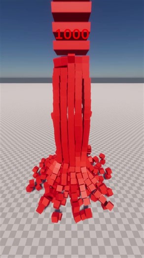 1000 Red Cubes Falling