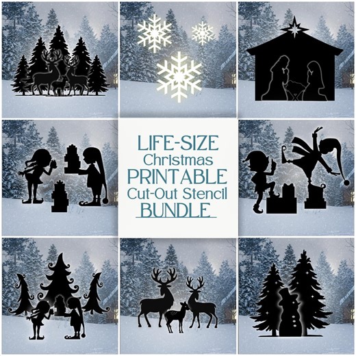 DIY Christmas Scene Bundle | 3ft, 4ft, 5ft, 6ft, 7ft, 8ft, 9ft Life Size Trees, Reindeers, Nativity Scene | Stencil PDF | Holiday - Etsy UK