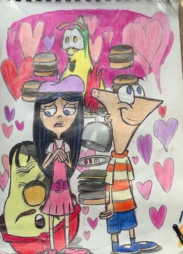 City of Love/His Cheeseburger VeggieTales Phineas and Ferb crossover drawing