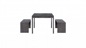 Qualler 3-Piece Rectangular Espresso MDF Top Dining Table Set with 2-Benches FSUDTM134P
