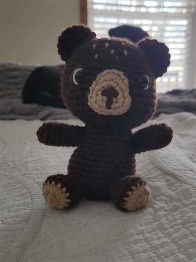 Snuggle bear ❤️ Made the cutest little bear to fit the woodland animal theme for my baby shower! #crochet #crochetstuffedanimals #teddybear #crochettiktok #stuffedanimal