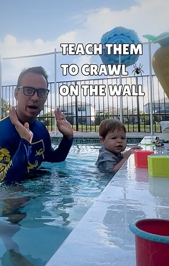34K views · 624 reactions | TEACHING A CHILD TO CRAWL ON THE WALL IN THE POOL! | Superhero Swim Academy | Facebook