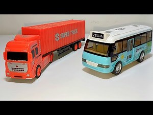 Unboxing & Test! Toy Truck with Trailer and Bus – Realistic and Fun!