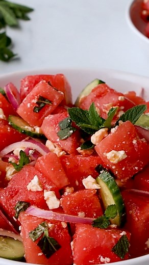 144K views · 1K reactions | RECIPE: https://feelgoodfoodie.net/recipe/watermelon-feta-salad/ This Watermelon Feta Salad is a refreshing salad that has a sweet-and-salty taste and so festive for cookouts, potlucks and picnics! | Feel Good Foodie | Facebook