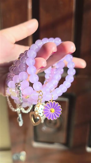 Pretty Shining Beads Bracelete with Charms 🫶💜 | #charmsbracelets #diy #beads #jewellerydesign #style
