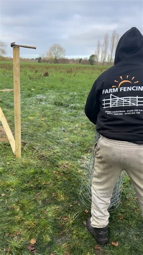 Farm Fencing on Instagram: "Stock netting done right. 3” round stakes, solid as they come - built to keep your animals exactly where they should be… secure and safe. Another day, another job complete. #surrey #farmfencing #fencingcontractor #landscapersoftiktok #onsite #fencing #tradesman #surreyfencing"