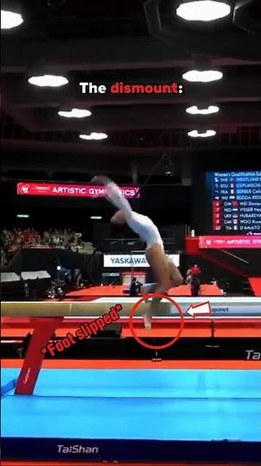 One foot slip and it's all over💀 #gymnastics #fail #beam