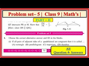 Problem set 5 class 9 maths part 2 | Chapter 5 Quadrilaterals | Maharashtra State Board #class9th