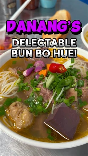 Bun Bo Hue can be found all across Vietnam and it’s probably our most beloved nation wide soup after Pho Bo, or Beef Pho. It can be more difficult to find in the Northern regions than in the south, but one thing I’ve discovered on my journeys around the country is that it doesn’t matter where you get it, it can be mediocre, or FABULOUS, even in Hue, it’s birthplace. Da Nang is just a few hours down the road from Hue, so it traveled to this region decades ago and is very popular. Outside of Saigo