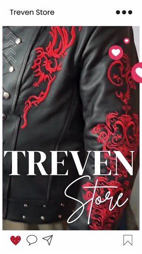 Gothic Dragon Leather Jacket: Red Embroidery Steampunk Military Style - Etsy