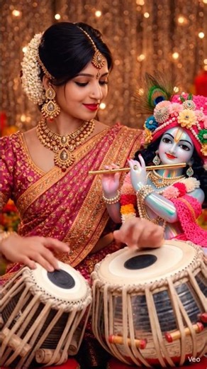 ​✨Kitna Pyara Hai Singar˚⊱👁️U👁️⊰༗🪈🥁#KrishnaBhakti#TablaLover #DivineEnergy #AIVideoArt#SpiritualVibe