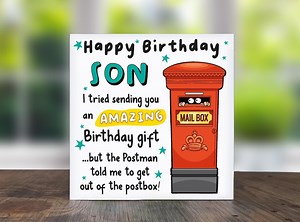 Funny Birthday Card for Son: Postbox Gift - Etsy UK