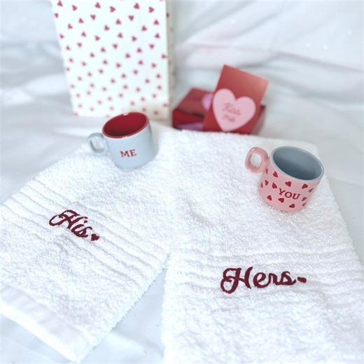 His & Hers Embroidered Hand Towels – Personalized Couple Gift - Etsy