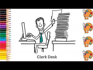Clerk Desk - Sketch Art and Paint | Step by step tutorial | Pencil to Palette
