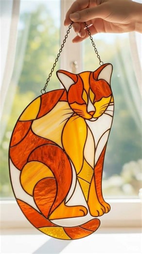 Cat Stained glass pattern #stainedglass #cat #shorts