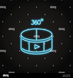 360 degree video concept icon in neon style. Modern panorama view technology symbol. Vector illustration Stock Vector Image & Art - Alamy