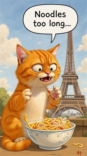 #catart #eating #chowmein #funnycats #viral #cartoon