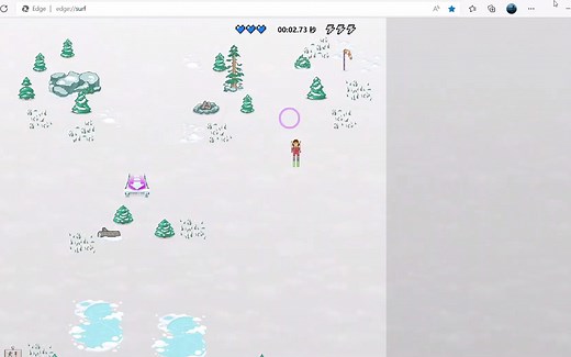 Edge浏览器 网上冲浪小游戏 10.35秒速通（冬季版：一起滑雪吧）