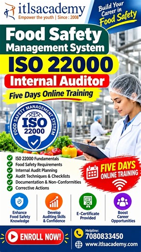 Food Safety Management System – ISO 22000 Internal Auditor | Five Days Online Training