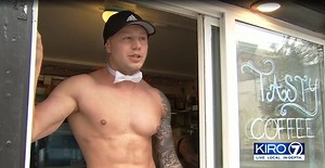 Shirtless male baristas on the menu at Seattle coffeehouse
