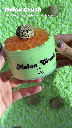 Melon Crush Slime 🍈 | Semi-Bingsu Crunch with Grainy Beads | ASMR Slime