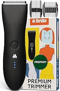 MERIDIAN The Trimmer Premium - Body Hair Trimmer & Electric Shaver for Men and Women for Pubic Hair, Chest, Legs & Bikini Line, Waterproof & Rechargeable, Onyx