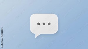 Simple speech bubble icon on a soft blue background, representing communication and dialogue