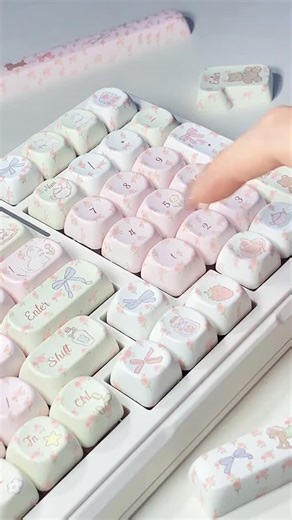KawaiiKeys - Official Store on Instagram: "Kawaii ribbon pastel keycaps in our shop💕 Get yours👉Link in bio @kawaiikeysstore . . #keycaps #keycap #keyboard #mechanicalkeyboard #artisankeycap #keycapdesign #keeb #keyboards #keyboardswitches #kawaiikeys #pastel"