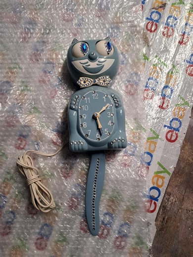 KIT CAT CLOCK Model D8 1970s 80s Blue Jeweled 110v Refurbished With Box - Etsy