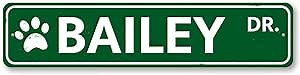 Pet Name Street Sign, Paw Print Sign, Custom Name Cat Dog Sign, Animal Lover Sign, Pet Aluminum Sign - 3" x 13"
