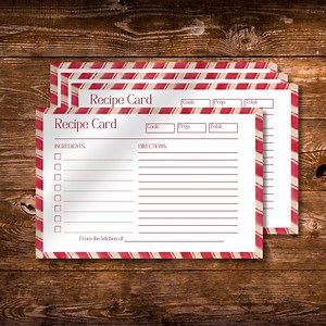 Candy Cane Christmas Recipe Card Template • Printable 4x6 (PDF Download) Edit in Canva! - Etsy