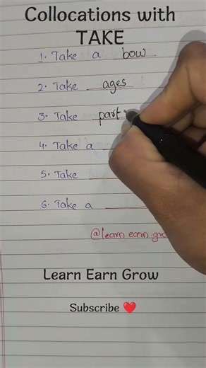 Collocations with "TAKE" #collocation #collocationsinenglish #englishgrammar #learnearngrow #english