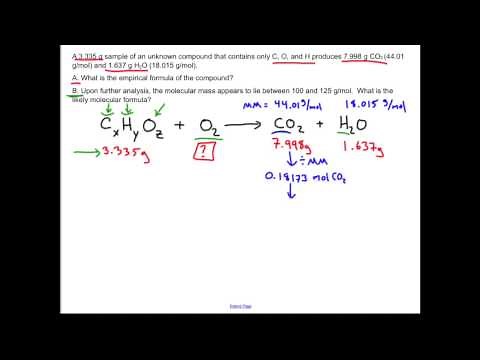 Combustion Analysis Calculations: Chemistry Sample Problem
