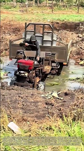 Driving a Mini Tractor Through Muddy Water: How a Small Hauler Crosses a Farm Creek