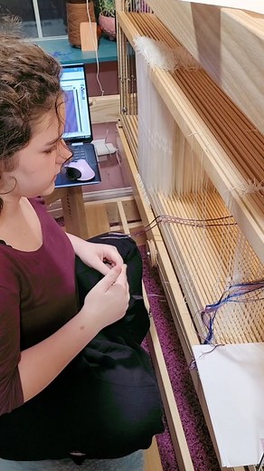 Latest headline. I'm *still* threading. There's 22 pages of threading sequence, so I'll be here a bit 🤣 #weaving #loom #yarn #silk #handmade #handwoven | Ewenique Astrid