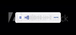 Audio voice message animation with alpha channel, Playing record voice message animation, Voice message, Speech waves animation