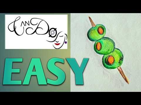 How To Draw An Olive Step By Step For Beginners | Easy Olives Drawing Tutorial | Drawing Olives