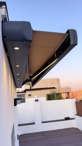 DAVIS Awning & Pergola Manufacturer on Instagram: "Modern LED outdoor retractable awning, remote control, aluminum alloy box body#awning #pergola #awnings #canopy #outdoor #architecture #design #outdoorliving #pergolas #shade #home #tente #aluminium #patio #fyp #decor #homedecor"