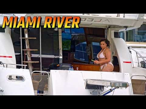 Miami River Florida / Boats Tour in 4K